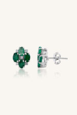 Diamond and Emerald Earring in 92.5 Sterling Silver KLST-30759 - Image 2