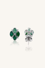Diamond and Emerald Earring in 92.5 Sterling Silver KLST-30759 - Image 3