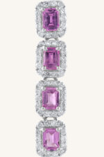Daimond and Pink Sapphire Earring in 92.5 Sterling Silver KLST-30760 - Image 2