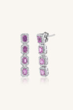 Daimond and Pink Sapphire Earring in 92.5 Sterling Silver KLST-30760 - Image 4