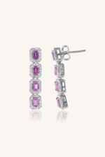 Daimond and Pink Sapphire Earring in 92.5 Sterling Silver KLST-30760 - Image 3