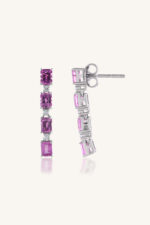 Diamond and Pink Sapphire Earring in 92.5 Sterling Silver KLST-30763 - Image 3