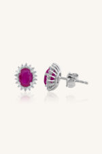 Diamond and Ruby Earring in 92.5 Sterling Silver KLST-30826 - Image 3