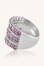 Diamond and Pink Sapphire Ring in 92.5 Sterling Silver KLSR-11066 - Image 2