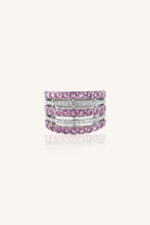 Diamond and Pink Sapphire Ring in 92.5 Sterling Silver KLSR-11066