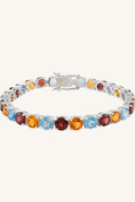 Blue Topaz and Garnet Citrine Bracelet in 92.5 Sterling Silver KLSB-50488 - Image 4
