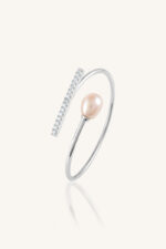 Pearl and Cz Bangle in 92.5 Sterling Silver KLSB-20551 - Image 2
