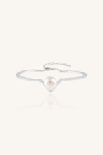 Pearl and Cz Bangle in 92.5 Sterling Silver KLSB-20553