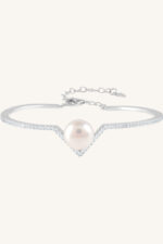 Pearl and Cz Bangle in 92.5 Sterling Silver KLSB-20553 - Image 4