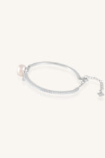 Pearl and Cz Bangle in 92.5 Sterling Silver KLSB-20553 - Image 3
