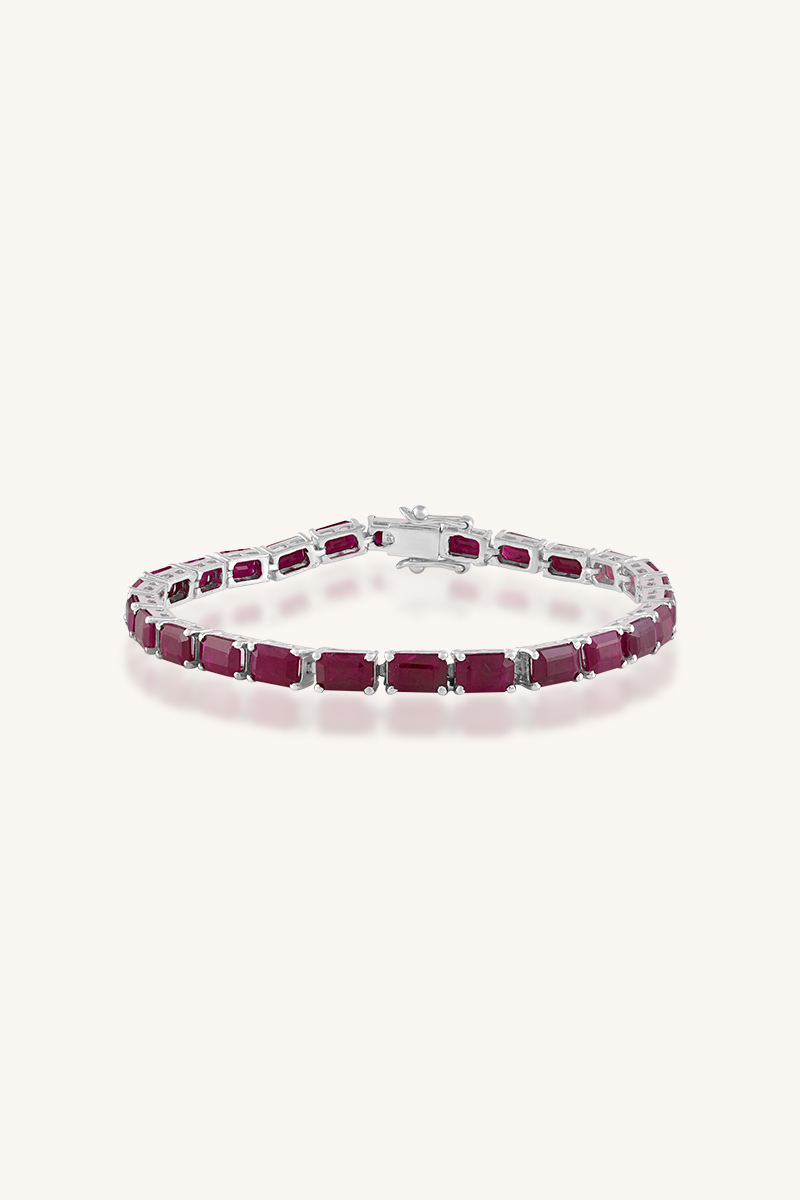 KLSB-20637 (1) Ruby Bracelet in 92.5 Sterling Silver KLSB-20637 - Image 1