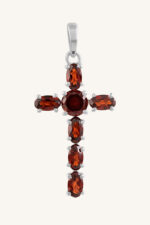 Garnet Pendant in 92.5 Sterling Silver KLSP-50462 - Image 3