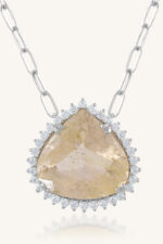 Rutile Quartz and Cz Pendant in 92.5 Sterling Silver KLSP-50603 - Image 4