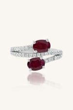 Diamond and Ruby Ring in 92.5 Sterling Silver KLSR-11288 - Image 2