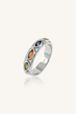 Multi Sapphire and Diamond Ring in 92.5 Sterling Silver KLSR-11634