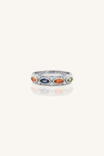 Multi Sapphire and Diamond Ring in 92.5 Sterling Silver KLSR-11634 - Image 3