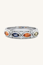 Multi Sapphire and Diamond Ring in 92.5 Sterling Silver KLSR-11634 - Image 2
