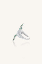 Emerald and Diamond Ring in 92.5 Sterling Silver KLSR-11669 - Image 3