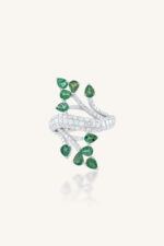 Emerald and Diamond Ring in 92.5 Sterling Silver KLSR-11669