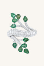 Emerald and Diamond Ring in 92.5 Sterling Silver KLSR-11669 - Image 4