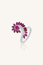 Ruby and Diamond  Ring in 92.5 Sterling Silver KLSR-11670 - Image 4