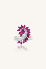 Ruby and Diamond  Ring in 92.5 Sterling Silver KLSR-11670 - Image 2