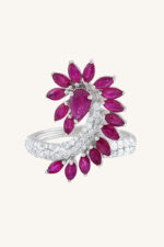 Ruby and Diamond  Ring in 92.5 Sterling Silver KLSR-11670