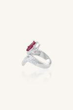 Ruby and Diamond Ring in 92.5 Sterling Silver KLSR-11671 - Image 3