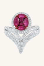 Ruby and Diamond Ring in 92.5 Sterling Silver KLSR-11671 - Image 4