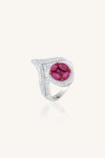 Ruby and Diamond Ring in 92.5 Sterling Silver KLSR-11671 - Image 2