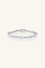 Rainbow Moonstone and Cz Bracelet in 92.5 Sterling Silver KLSB-20134