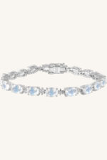 Rainbow Moonstone and Cz Bracelet in 92.5 Sterling Silver KLSB-20134 - Image 4