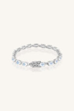 Rainbow Moonstone and Cz Bracelet in 92.5 Sterling Silver KLSB-20134 - Image 2