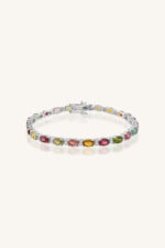 Multi Tourmaline and Cz Bracelet in 92.5 Sterling Silver KLSB-20305