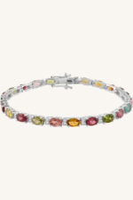 Multi Tourmaline and Cz Bracelet in 92.5 Sterling Silver KLSB-20305 - Image 4