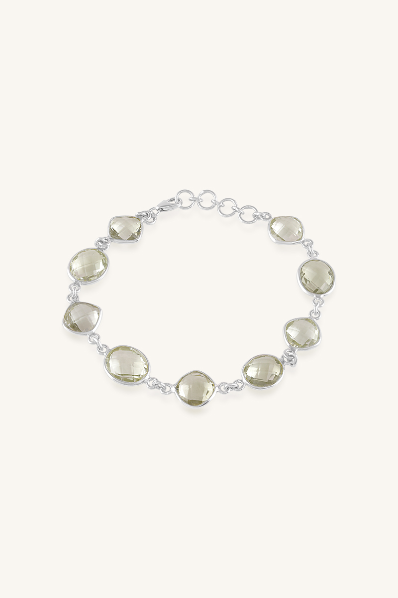 KLSB-20337 (2) Green Amethyst Bracelet in 92.5 Sterling Silver KLSB-20337 - Image 1