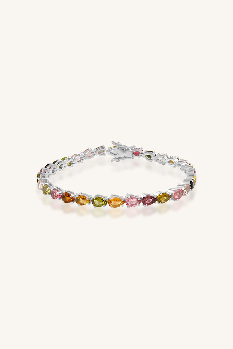 KLSB-20351 (1) Multi Tourmaline Bracelet in 92.5 Sterling Silver KLSB-20351 - Image 1