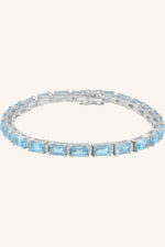 Blue Topaz and Cz Bracelet in 92.5 Sterling Silver KLSB-20417 - Image 4