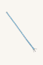 Blue Topaz and Cz Bracelet in 92.5 Sterling Silver KLSB-20417 - Image 2