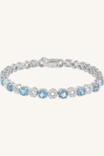 Blue Topaz and Cz Bracelet in 92.5 Sterling Silver KLSB-20434 - Image 4