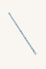 Blue Topaz and Cz Bracelet in 92.5 Sterling Silver KLSB-20434 - Image 2