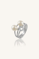 Pearl and Cz Ring in 92.5 Sterling Silver KLSR-11693