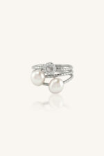 Pearl and Cz Ring in 92.5 Sterling Silver KLSR-11693 - Image 3