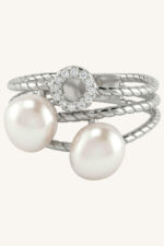 Pearl and Cz Ring in 92.5 Sterling Silver KLSR-11693 - Image 4