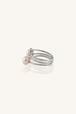 Pearl and Cz Ring in 92.5 Sterling Silver KLSR-11693 - Image 2