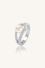 Pearl and Cz Ring in 92.5 Sterling Silver KLSR-11702