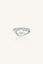 Pearl and Cz Ring in 92.5 Sterling Silver KLSR-11702 - Image 4