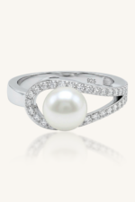 Pearl and Cz Ring in 92.5 Sterling Silver KLSR-11702 - Image 3