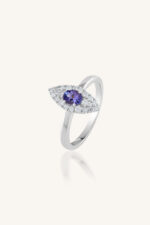 Tanzanite and Diamond Ring in 92.5 Sterling Silver KLSR-11707 - Image 2