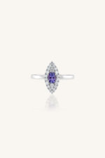 Tanzanite and Diamond Ring in 92.5 Sterling Silver KLSR-11707